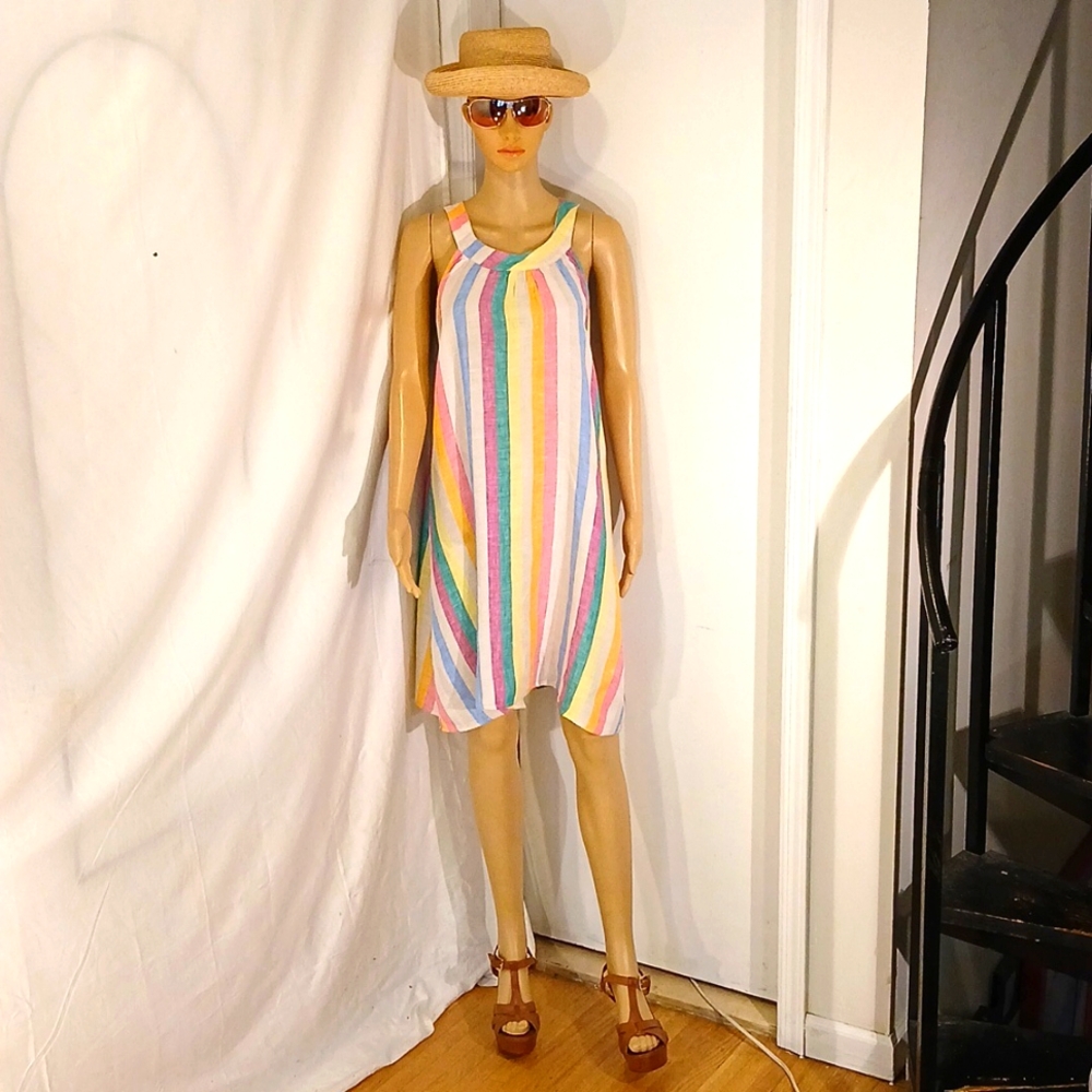 🔥 Like New Ralph Lauren  Multicolor 100% Linen Sleeveless Dress